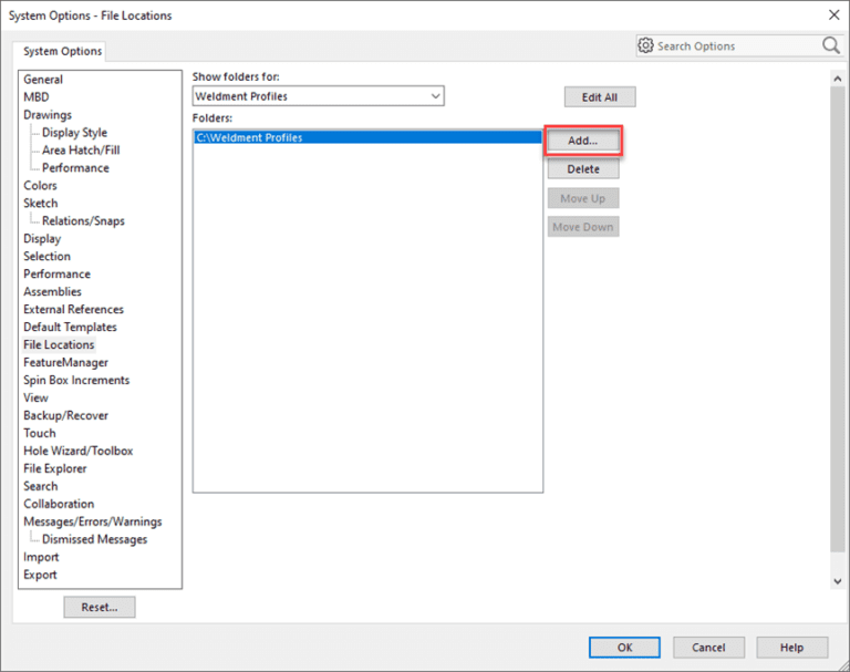 Tools Options File How To: Download Additional Weldment Profiles for SOLIDWORKS - Visiativ