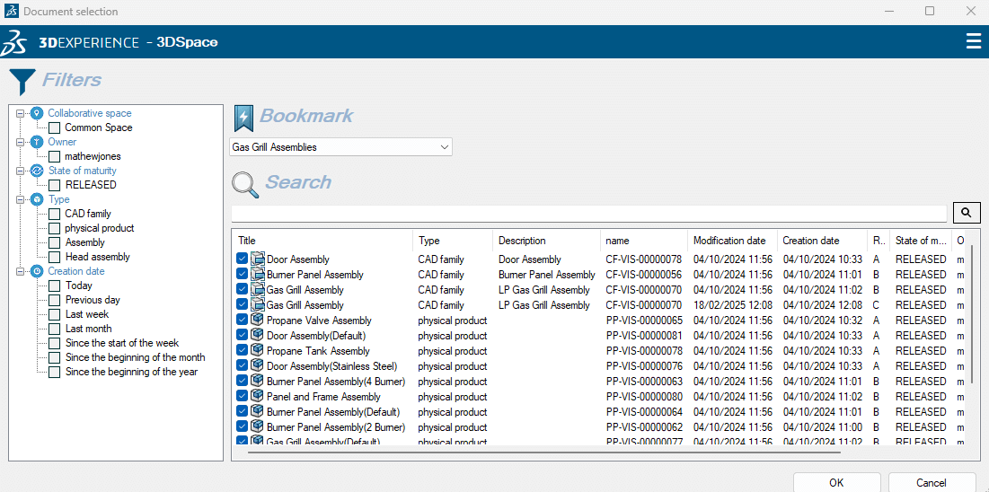 3DSpacExplorer 3DEXPERIENCE File Selection