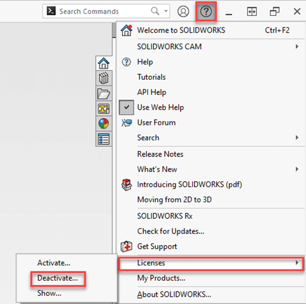 SOLIDWORKS Licenses deactivate serial no.