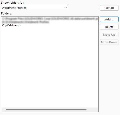 SOLIDWORKS-System-Options-Weldment-Profiles-Location