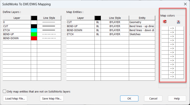 Example Metal Mapping How to: Use a DXF Mapping File With SOLIDWORKS Sheet Metal - Visiativ