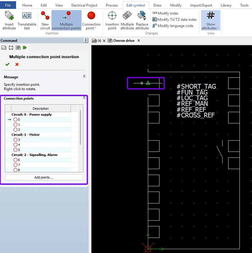 Connects points property manager highlighted in the SolidWorks interface.