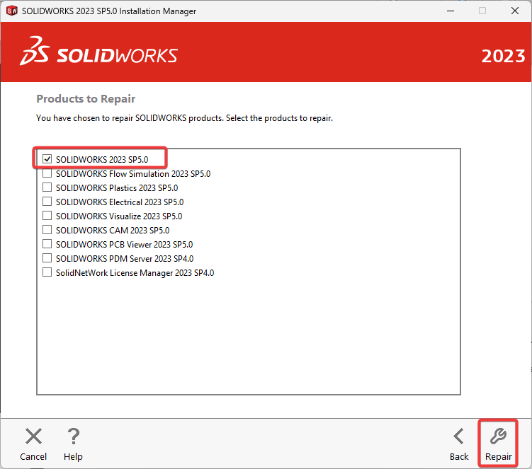 Product Selection-SOLIDWORKS-IM-Repair