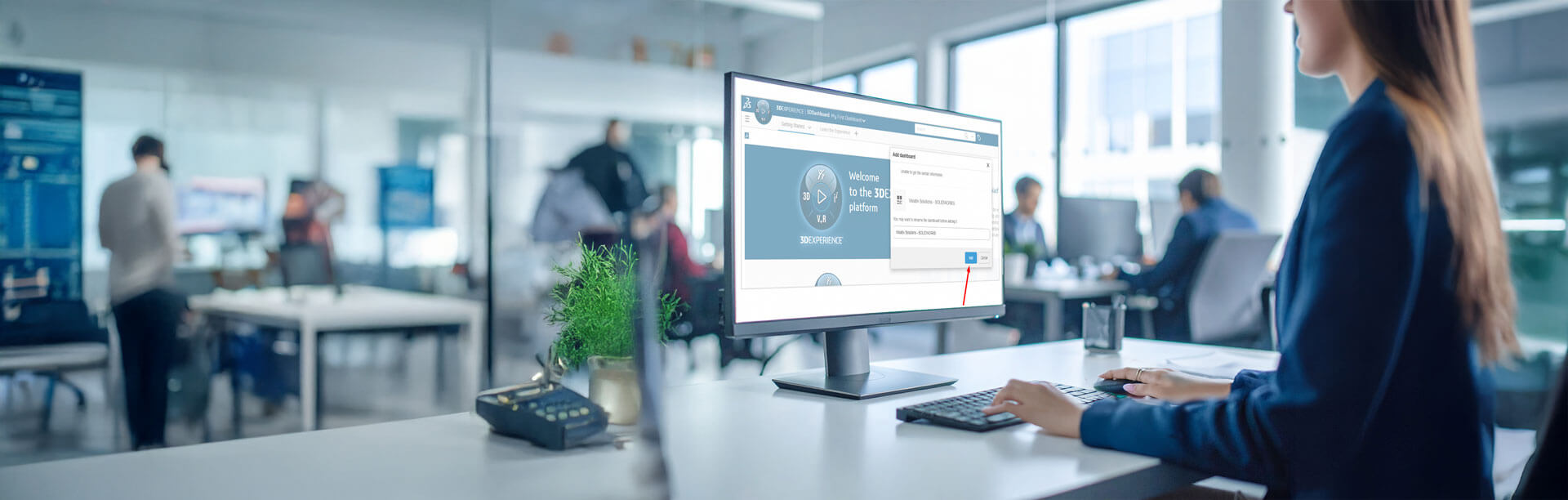 A women adding the Visiativ Value Added Dashboard to their tenant.
