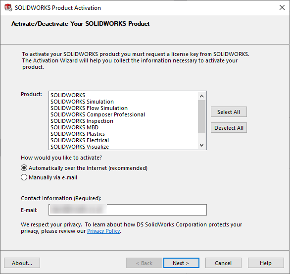 Select the licenses to reactivate
