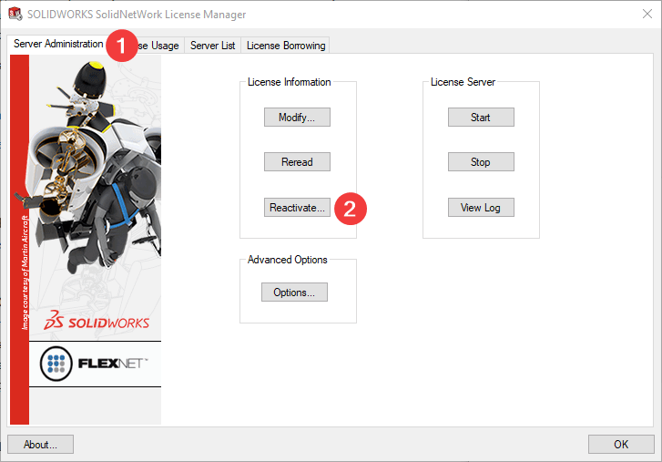 Click reactivate on the server administration tab