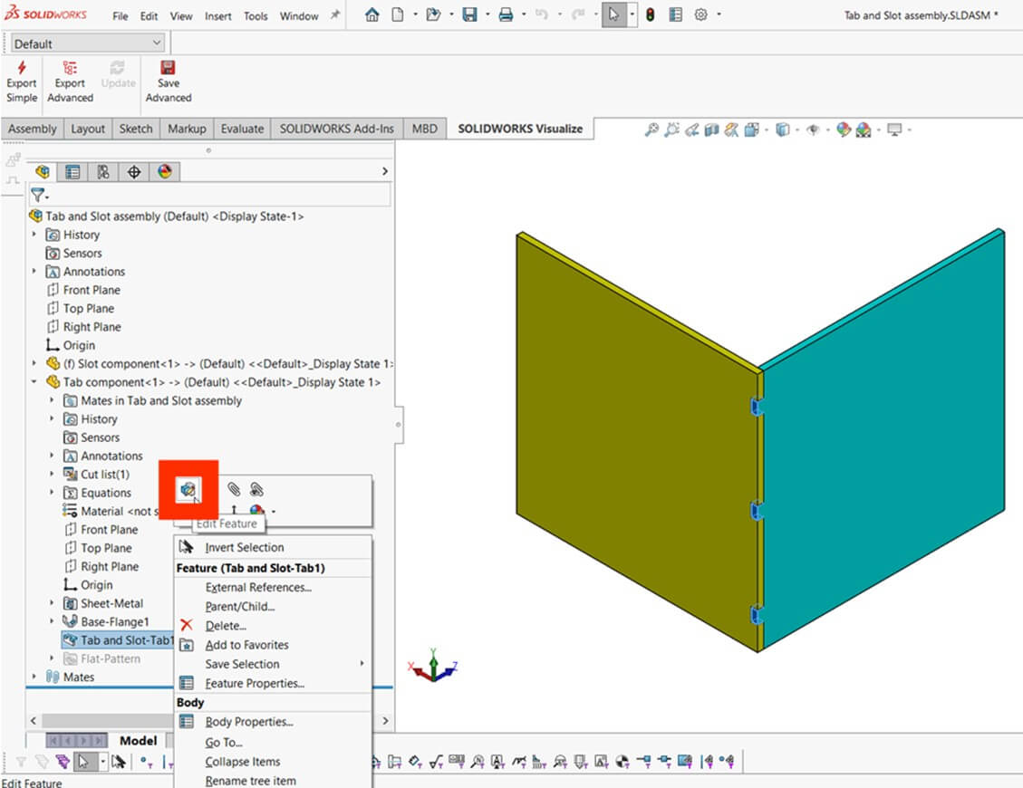 Edit the feature within the assembly context