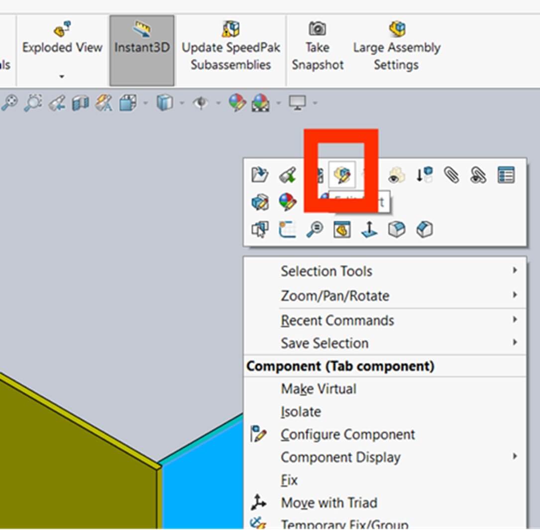 Edit the part in the context of the assembly