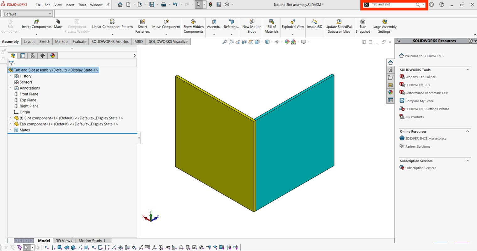 Searching for the tab and slot command
