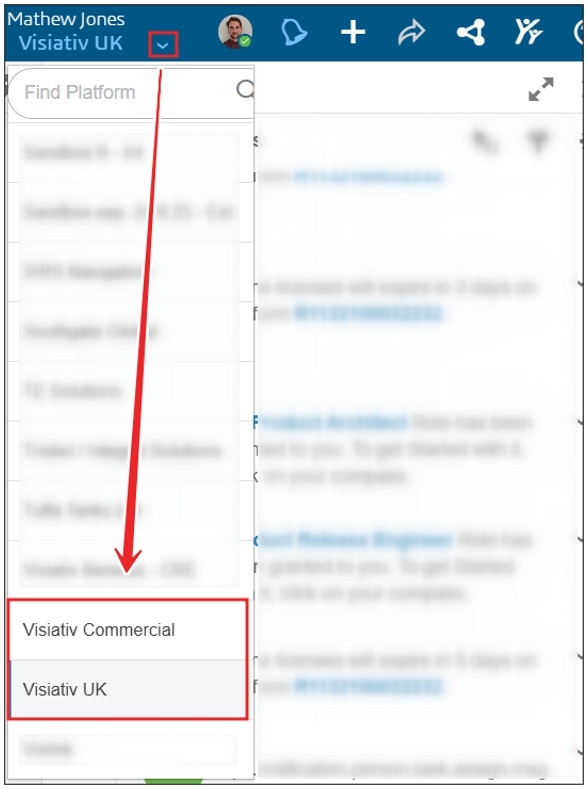 Switch between tenants
