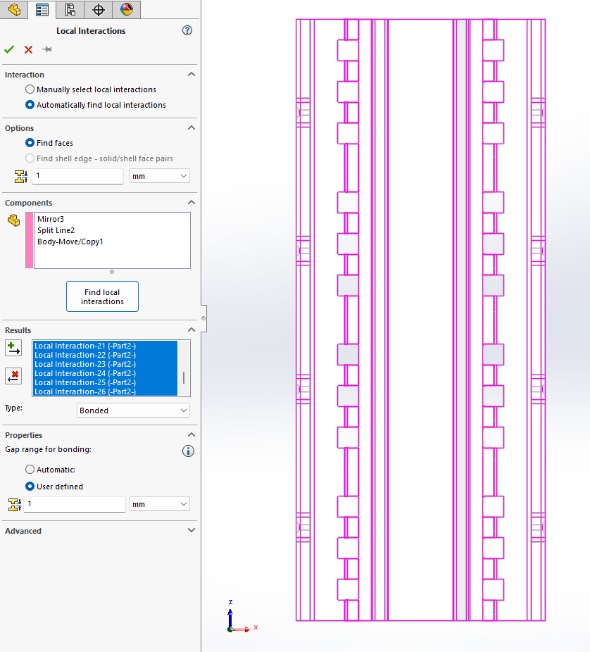 Solidworks-Simulation-local interactions-automatic-Automatic contact sets