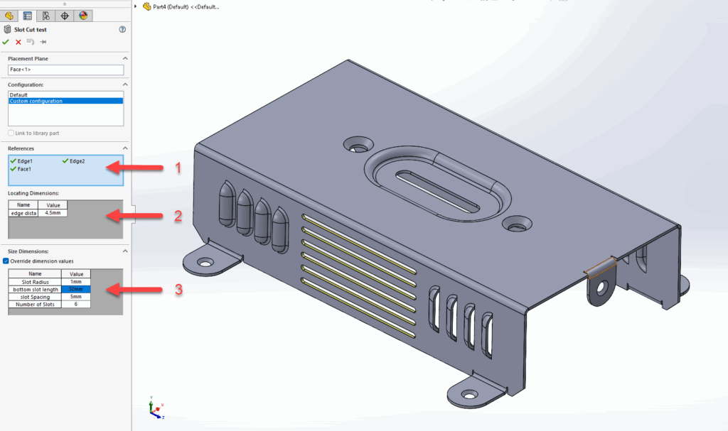 Solidworks-Library Feature-sheet metal-vent-tutorial