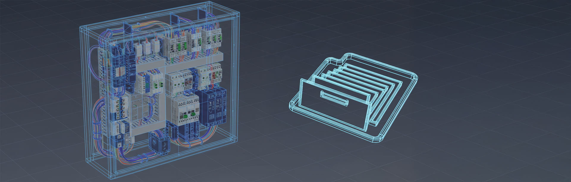 A SOLIDWORKS Electrical model alongside an archive symbol