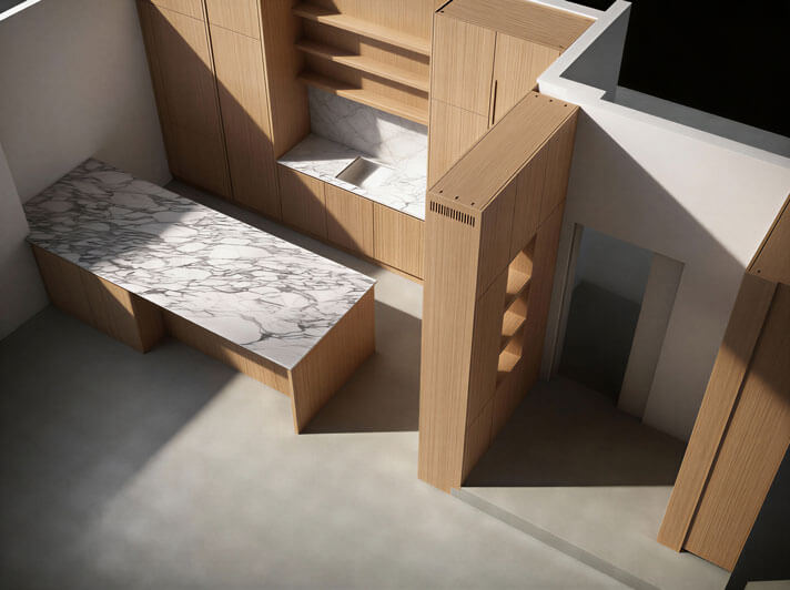 A SOLIDWORKS model of a kitchen