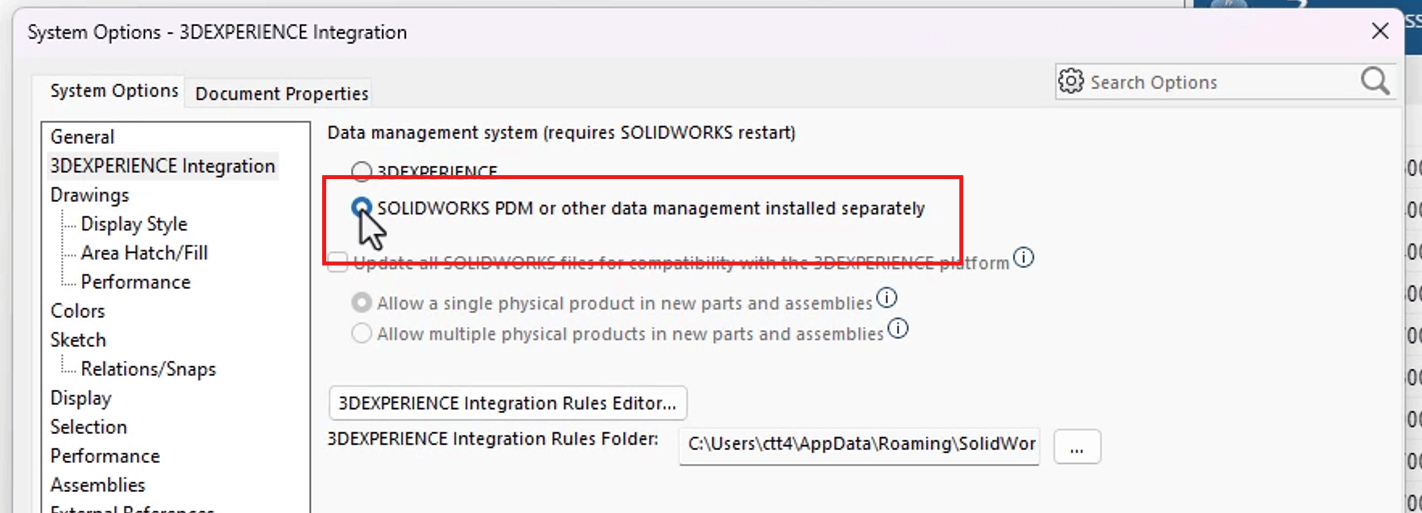 Disable 3DEXPERIENCE Add-in