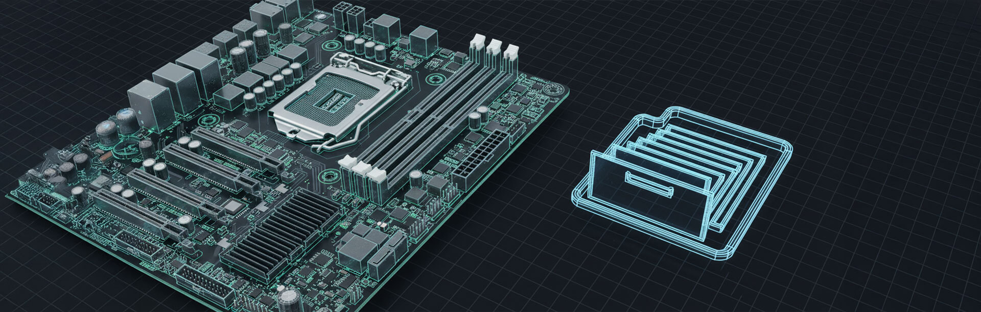 An image of an electrical CAD drawing and an archive symbol