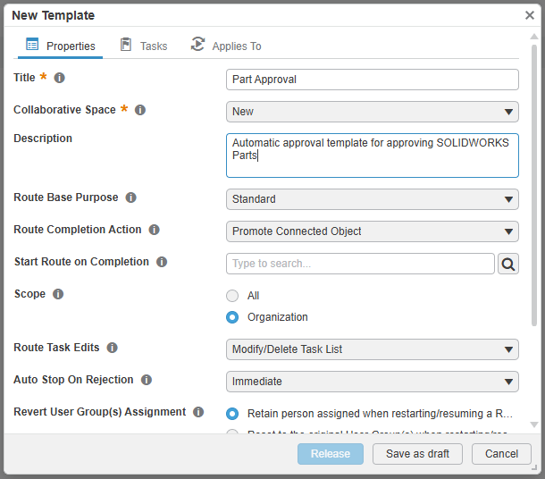 Route Template Properties Tab