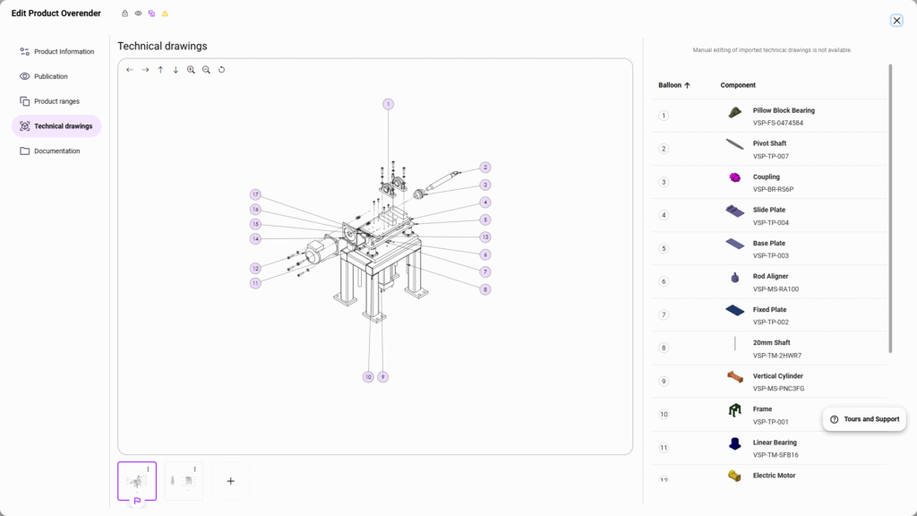 Visiativ Spare Parts adding technical drawings