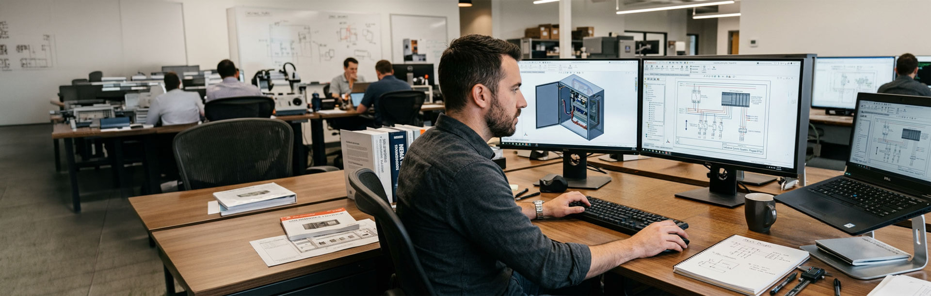 Someone working on SOLIDWORKS Electrical