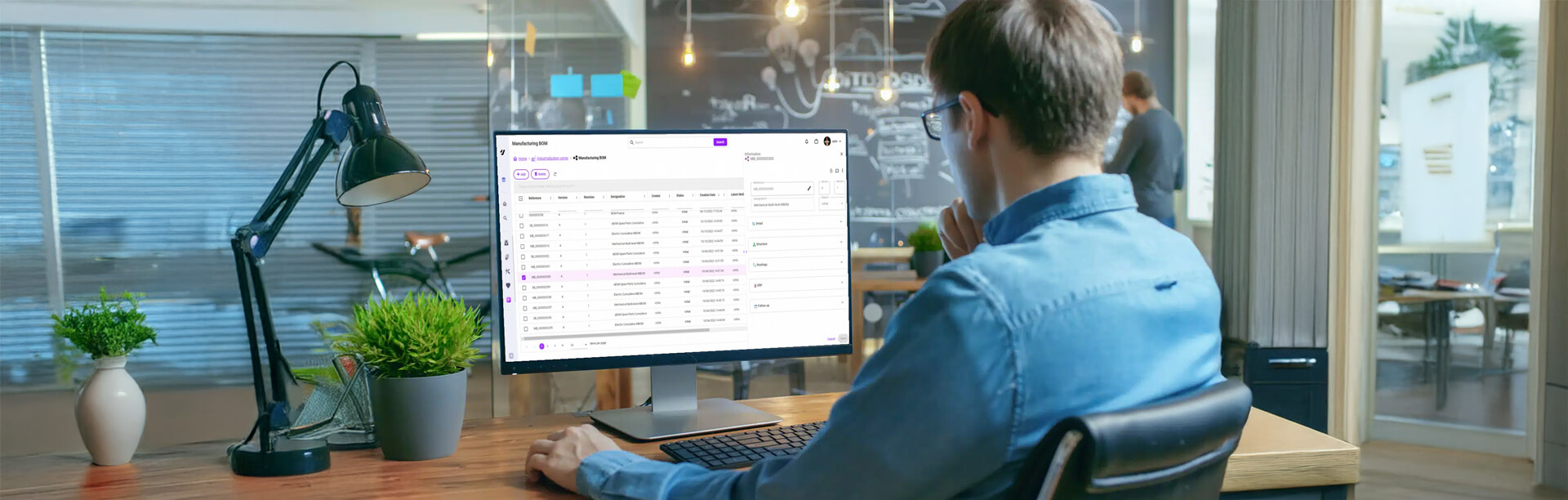 An image of a man using Visiativ PLM for BOM management