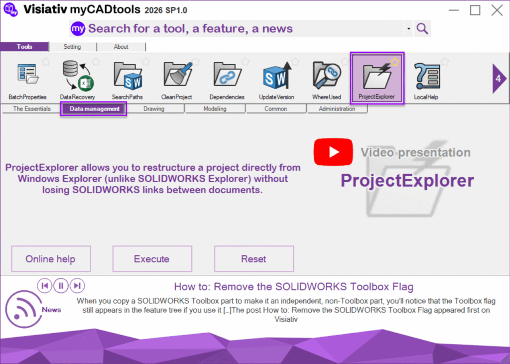 A screenshot of Visiativ myCADtools